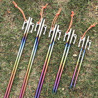Piquets de sol et ancres de corde anti-vent en alliage de titane pour tentes et auvents de camping en extérieur - Ensemble de piquets portables