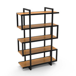 Estantería Moderna Industrial de Metal y Madera, Estructura Metálica + Estantes de MDF/Madera Sólida, Estantes Escalonados, Alta Calidad - Product Image 1