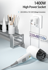Phổ nhựa mở rộng ổ cắm <span class=keywords><strong>Power</strong></span> Adapter chuyển đổi với 2 <span class=keywords><strong>USB</strong></span> 2 Loại C Cổng đầu ra UK/US/EU/AU cắm tiêu chuẩn - Product Image 2