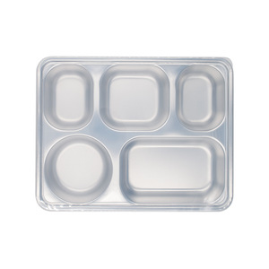 304 Stainless Steel Square Divided <b>Lunch</b> <b>Box</b> 9x11 3/16 Inch With <b>Plastic</b> Lid For Company Canteens - Product Image 4