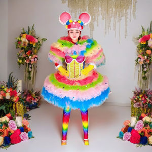 Costume de danse pour modèle de scène de boîte de nuit, bar, scène, fille sexy, bikini LED, podium, Gogo, DS, ensemble de costumes portables, tenues roses et blanches à feuilles, tournée de podium - Product Image 6