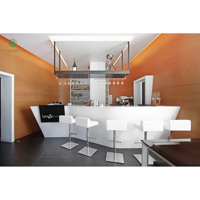 Comptoir de bar de restaurant moderne, armoire à vin, décoration murale et de plafond, banquette de salon pour l'intérieur des restaurants et salons