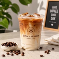 Gobelet en plastique PET transparent de qualité alimentaire de 16 oz (500 ml) avec logo personnalisé imprimé, idéal pour le café glacé, le latte et les smoothies