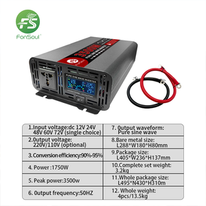 Onduleur à onde sinusoïdale pure 3500W, alimentation 12V/24V/48V CC vers 220V/110V CA, haute efficacité, pour usage <span class=keywords><strong>automobile</strong></span> et domestique, alimenté par énergie solaire – Fournisseur direct usine Chine - Product Image 6