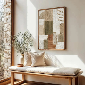 Strata Textured Abstract Neutral Oil <b>Painting</b> Modern Wall Art Canvas Print With <b>Frame</b> Minimalist Style Indoor Decor - Product Image 3