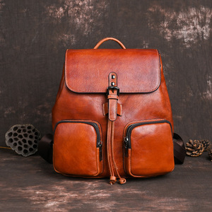 Mochila Ando Bag Vintage de Cuero Vacuno Genuino con Solapa y Bolsillos Frontales con Cierre, Mochila de Viaje para el Día a Día - Product Image 2