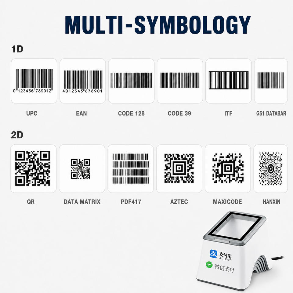 Desktop Barcode Scanner for Supermarket Checkout 2D 1D Reader with No ...