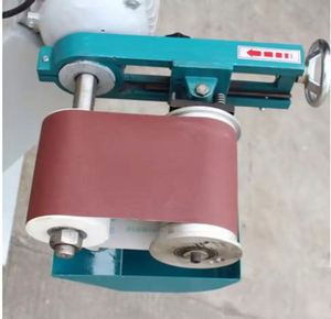 Petite ponceuse à bande à double tête pour le travail du bois, équipement de menuiserie avec roue éponge pour le polissage - Product Image 2