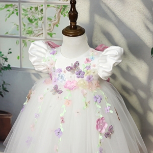 Abiti da <span class=keywords><strong>bambina</strong></span> con perline e farfalle, maniche corte a sbuffo, applicazioni in tulle, per compleanni, concorsi di bellezza, matrimoni, con ali - Product Image 3