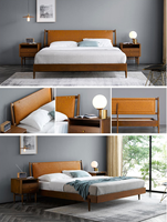 OEM Sassanid Danish Midcentury Design Chambre à coucher américaine Lit à panneaux en cuir contemporain français