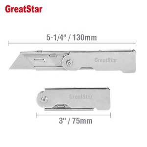 <b>Portable</b> Heavy Duty Steel Folding Utility Knife Ambidextrous Handle Safety <b>Lock</b> for Box Cutting Office - Product Image 2