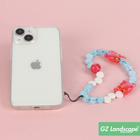 Colgante para Teléfono con Cuentas de Perlas Electrochapadas Personalizadas, Correa Brillante con Cuentas Agrietadas, Decoración de Cangrejo y Unicornio, Bonito Colgante Oceánico, Cadena para Teléfono Móvil