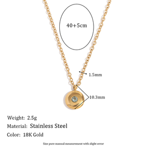 G2918 venta al por mayor Collier acero inoxidable 18K chapado en oro piedra de nacimiento redonda <span class=keywords><strong>12</strong></span> <span class=keywords><strong>meses</strong></span> piedra colgante collares joyería de moda - Product Image 2