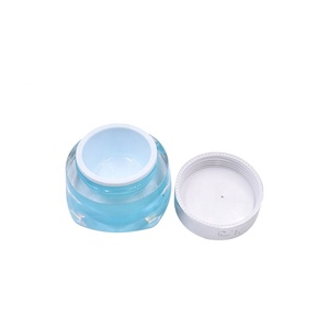 Paquete de cosméticos para el cuidado de <span class=keywords><strong>la</strong></span> piel con tapa en forma de diamante azul bebé, tarro de <span class=keywords><strong>crema</strong></span> de doble pared acrílico vacío de 50g con tapa de rosca impresa en seda - Product Image 6