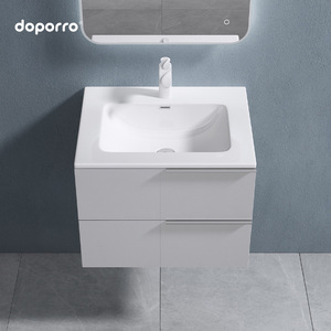 Mueble <span class=keywords><strong>de</strong></span> <span class=keywords><strong>Baño</strong></span> Modular <span class=keywords><strong>de</strong></span> Pared con Lavabo Integrado, Diseño Dividido, Estilo Crema, <span class=keywords><strong>de</strong></span> Piedra Artificial Alemana Doporro, para Hotel - Product Image 2