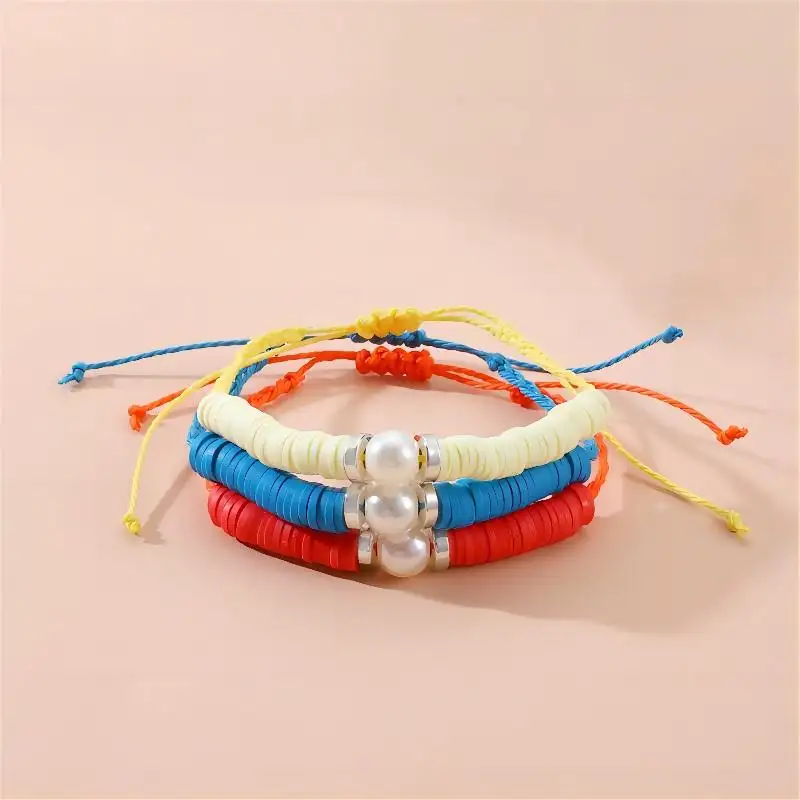 Braccialetto multicolore in argilla polimerica Set di braccialetti con perline bohémien alla moda bracciale in argilla fatta a mano