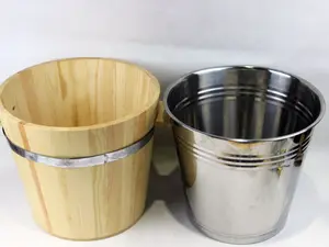 Wooden Storage Bucket And Store Displaying Rack Displaying Bucket With Lid