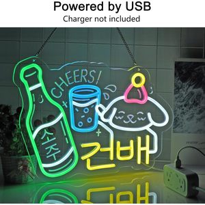 Korean Cheers LED Neon Indoor Hanging Ambient Light Shop Window <b>Sign</b> Decorative Light Street Indicator Luminous <b>Sign</b> 5V 12V - Product Image 3