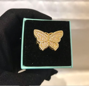 Trendy <span class=keywords><strong>ring</strong></span> van roestvrij staal met cartoon-design, vlinder, roze CZ diamant, hartvormig frame, mode dames sieraden cadeau - Product Image 2