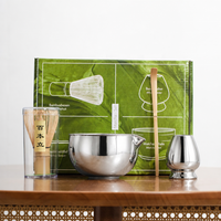 Ensemble fouet à matcha, bol en céramique électroplaqué avec fouet en bambou Chasen à 100 dents, support et cuillère pour la cérémonie du thé