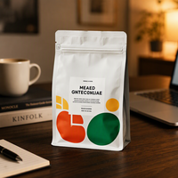 Sachet à café en aluminium avec fond plat, résistant à l'humidité, impression personnalisée, emballage en gros pour grains de café partagés