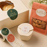 Autocollants personnalisés pour boulangerie, étiquettes rondes et ovales en feuille d'or pour sacs de biscuits, boîtes à pâtisserie et gobelets