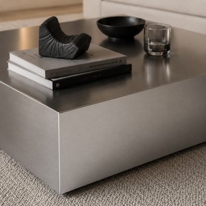 Tavolino da Caffè Basso in Acciaio Inox Spazzolato, Moderno, Resistente, Fatto a Mano, Facile da Pulire, per Divano e <span class=keywords><strong>Soggiorno</strong></span> - Product Image 5