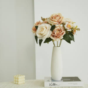 زهور اصطناعية فاخرة لتزيين الحدائق المنزلية، باقة ورد من الحرير الصناعي، زهور ورد قماشية اصطناعية للزفاف - Product Image 4