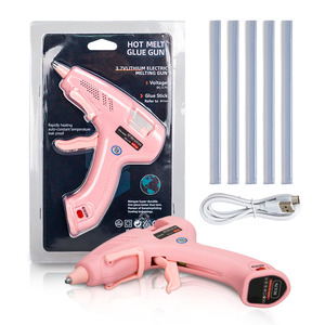 <span class=keywords><strong>Pistolet</strong></span> <span class=keywords><strong>à</strong></span> <span class=keywords><strong>colle</strong></span> chaude rechargeable au lithium rose, best-seller, design compact pour le bricolage, les projets scolaires et l'usage domestique - Product Image 1
