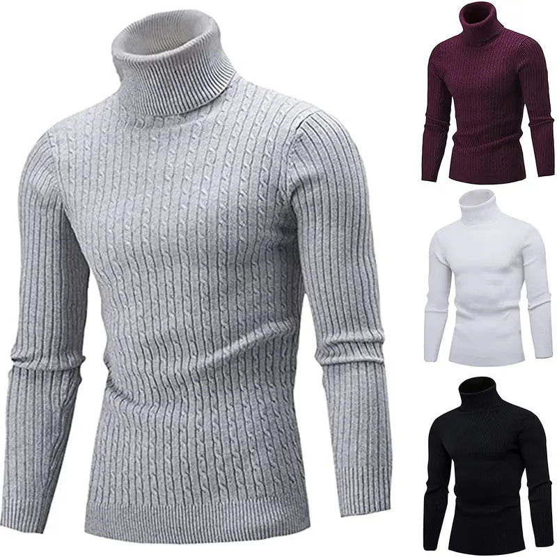 China Manufacturer Men's Cheap Knitted Pullover Heavy Thick Wool Vest Turtleneck Shawl Sweater For Men