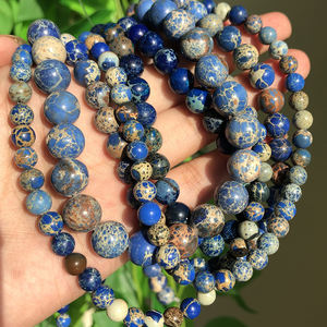 Venta al por Mayor de Cuentas de <span class=keywords><strong>Jaspe</strong></span> de Sedimento Marino <span class=keywords><strong>Azul</strong></span>, Piedras Semipreciosas Naturales de 4/6/8/10 mm, Hilo de 38 cm, para Joyería DIY, Pulseras, Collares y Pendientes - Product Image 4