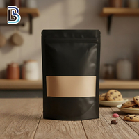 Sacs à fermeture éclair en papier kraft noir de qualité alimentaire, résistants aux odeurs, pour l'emballage en gros de produits alimentaires Lebei