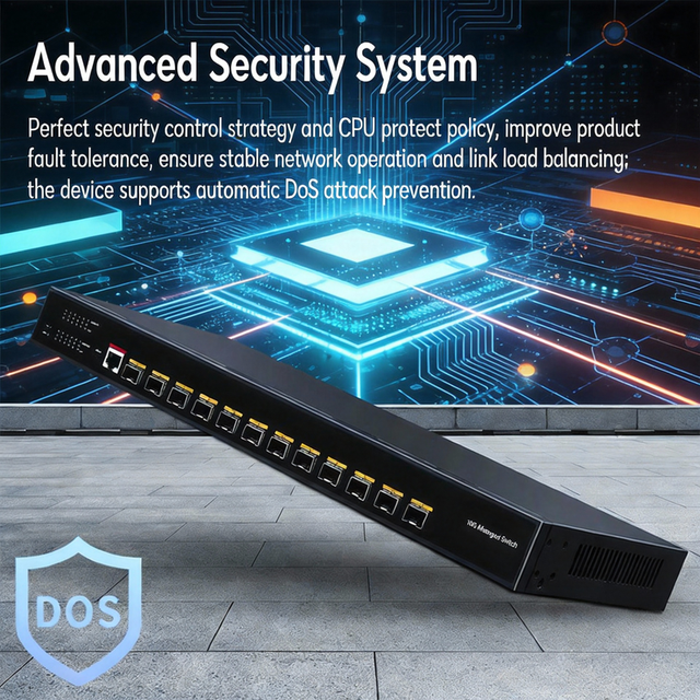 SunSoont 10G Ethernet Switch Managed Switch 10g 12 Port Optical SFP Network Switch with QoS/VLAN/IGMP/DHCP 1U Rackmount