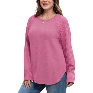 FOXA Women's Long Sleeve Crewneck Sweater Autumn Casual Plus Size Tunic <b>Top</b> Anti Pilling Knitwear - Product Image 4