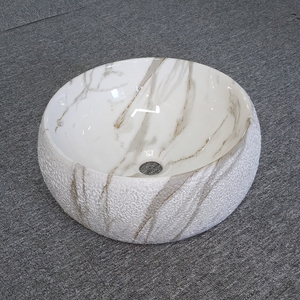 Offre Spéciale rond comptoir Art porcelaine lavabo salle <span class=keywords><strong>de</strong></span> bain céramique marbre évier lavabo <span class=keywords><strong>sans</strong></span> <span class=keywords><strong>trou</strong></span> <span class=keywords><strong>de</strong></span> robinet - Product Image 1