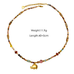 Colliers en pierres naturelles tendance 2026 avec pendentif en acier inoxydable plaqué or - Product Image 5