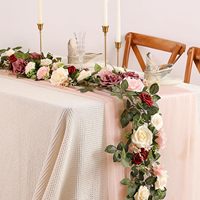 Guirlande de fleurs artificielles en mousse de rotin bordeaux de haute qualité de 1,5 m pour arche de cérémonie de mariage et centres de table réutilisables