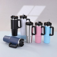 Tumbler Vakum Isolasi Dinding Ganda Stainless Steel 304 30 oz dengan Sedotan Lipat Bebas BPA, Performa Termal 6-12 Jam untuk Kopi dan Aktivitas Luar Ruangan
