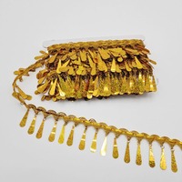 Ruban à franges en dentelle à paillettes dorées et argentées de luxe de 2 à 9 yards, 100% polyester, pour scène, fête, cosplay, mariage, vêtements
