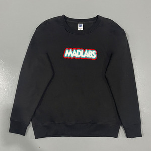 เสื้อสเวตเชิ้ตคอกลมปักโลโก้ MADLABS ผ้าหนานุ่มสไตล์วินเทจ ลุคสตรีทแวร์  งานพิมพ์ DTG แบบกำหนดเอง  ตกแต่งด้วยผ้าขนหนูปักลาย - Product Image 1