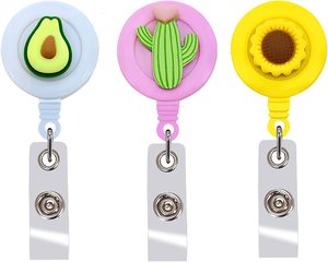 Mignon Fleur Fruit Motif Clip Rétractable <span class=keywords><strong>Badge</strong></span> Bobine ID Nom <span class=keywords><strong>Porte</strong></span>-<span class=keywords><strong>Badge</strong></span> avec Clip Robuste pour Infirmière Médecin - Product Image 3