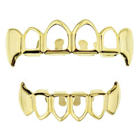 HIPHOP Grillz ajourés plaqués or pour dents, bijoux buccaux pour rappeurs et punk, accessoire de scène et cosplay, vente en gros