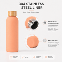 Bouteille d'eau isotherme en acier inoxydable 304 à double paroi, design moderne, avec couvercle en bambou et joint sous vide anti-fuite pour la rentrée scolaire