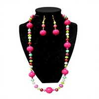 Collier vintage mignon bleu en résine perlée multicouche avec accents turquoise, bijoux de fête élégants plaqués or pour femme
