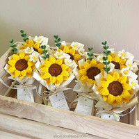 Élégant bouquet de tournesols faits main en fil de chenille, fleurs artificielles, cadeau pour Maman, anniversaire, amie, fête des Mères