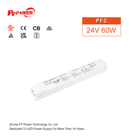 Controlador de Tira LED de Voltaje Constante 30W 60W 75W 100W 150W 200W Sin Parpadeo IP20 para Interiores con PFC, Fuente de Alimentación LED 200-240V AC-DC 24V