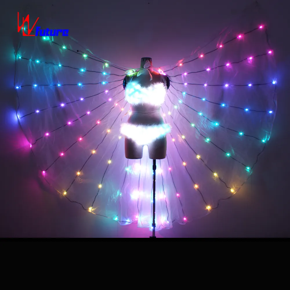 Control remoto sexy vientre danza LED isis alas trajes luminosa de bragas y sujetador sexy para bailar