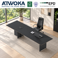 Bureau de direction réglable en hauteur ATWOKA noir, poste de travail assis-debout avec gestion des câbles