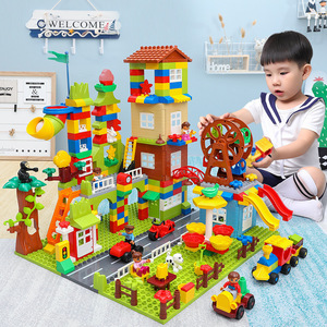 HY Toys Bloques de construcción para niños ensamblar partículas grandes 1-2-4 niñas 3-6 niños rompecabezas ciudad - Product Image 5