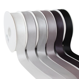 Tersedia 4cm pita poliester hitam pita kotak pembungkus Hadiah mewah pita Satin kustom hitam - Product Image 1